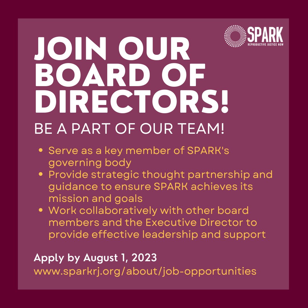 We're growing our board!! If you want to join this fantastic team, please visit sparkrj.org/about/job-oppo…! Applications close in 1 week!