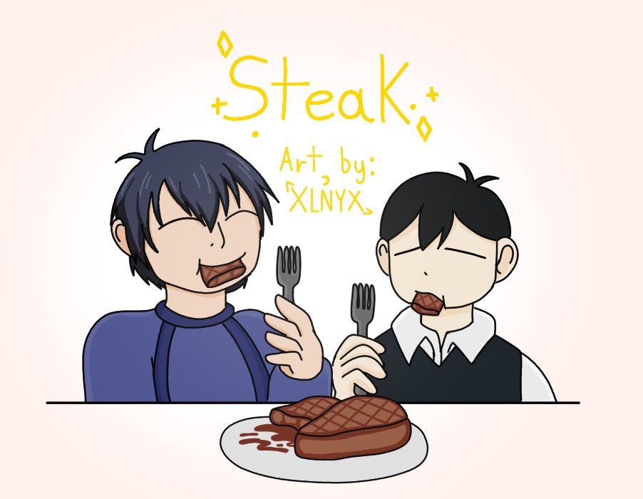 Fillet_XLNYX's tweet photo. They both love steak!
I don't have good skill to draw anime characters so it kinda looks bad I'm sorry.
TAGS:
#omori
#sunny
#sunnyomori
#bluelock
#isagiyoichi
#bluelockisagi https://t.co/7vttAL9MAy