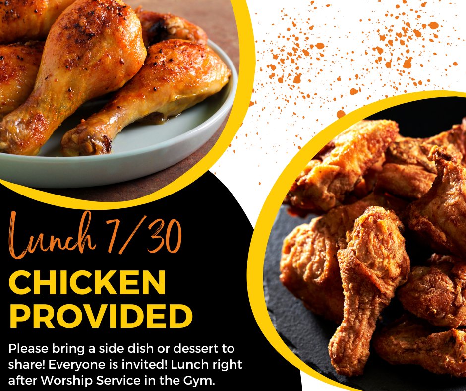 FBCTroy53's tweet photo. Posting now so everyone has a chance to plan accordingly. Chicken will be provided, bring a side dish or dessert to share for meal on Sunday, 7/30 after the Worship Service. Everyone is invited to stay, Members' Meeting to follow (all are welcome/invited) We hope you will join us https://t.co/Z4S17PldpM