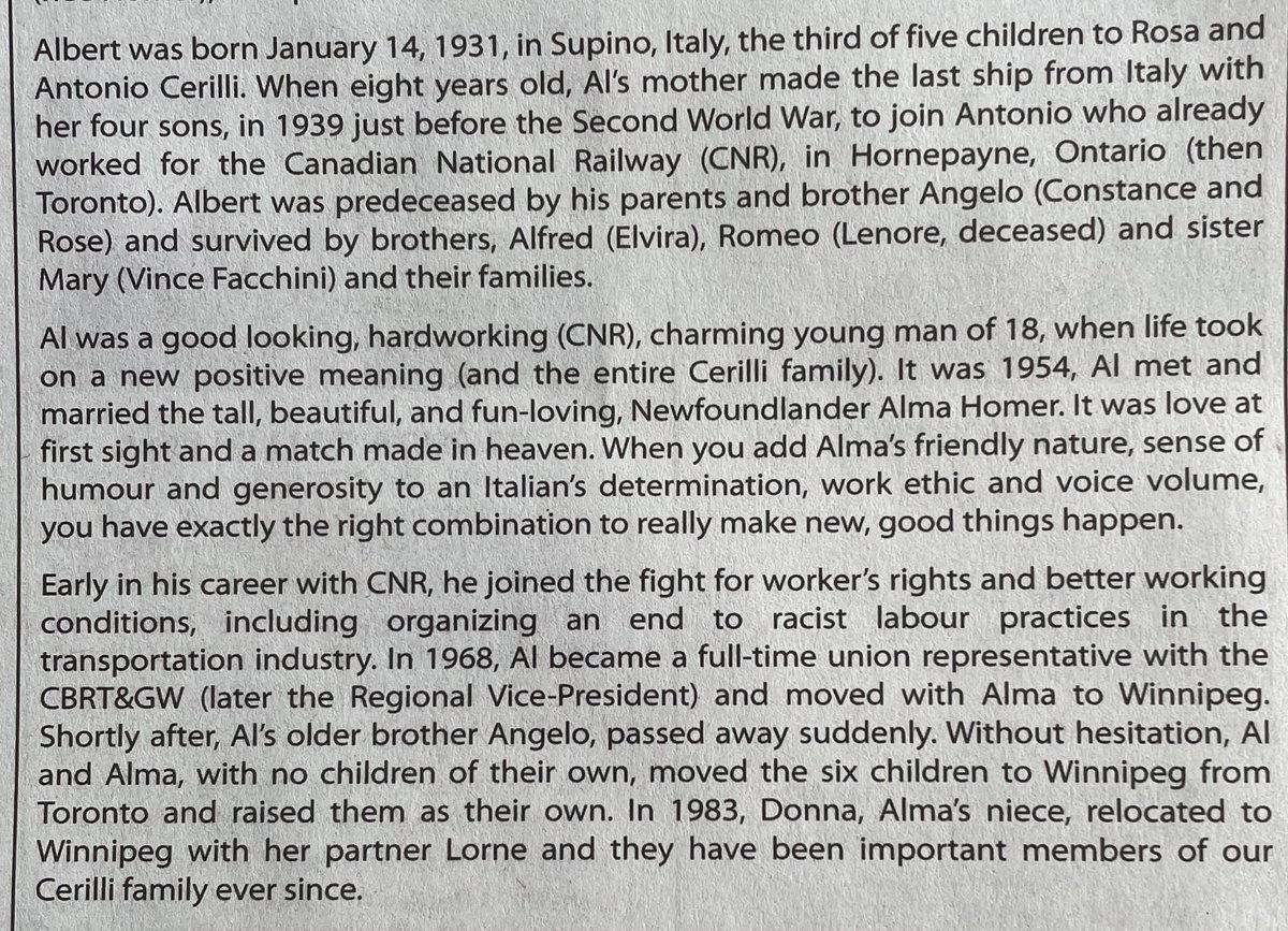 KevinRollason's tweet photo. Al Cerilli worked for CN Rail but he became best known as a union leader. He helped organize to end racist labour practices in the transportation sector and later became full-time with the railway union and then regional vice president #RIP @WinnipegNews https://t.co/0nrPYJ4eW6 https://t.co/KcmTDCNSVp