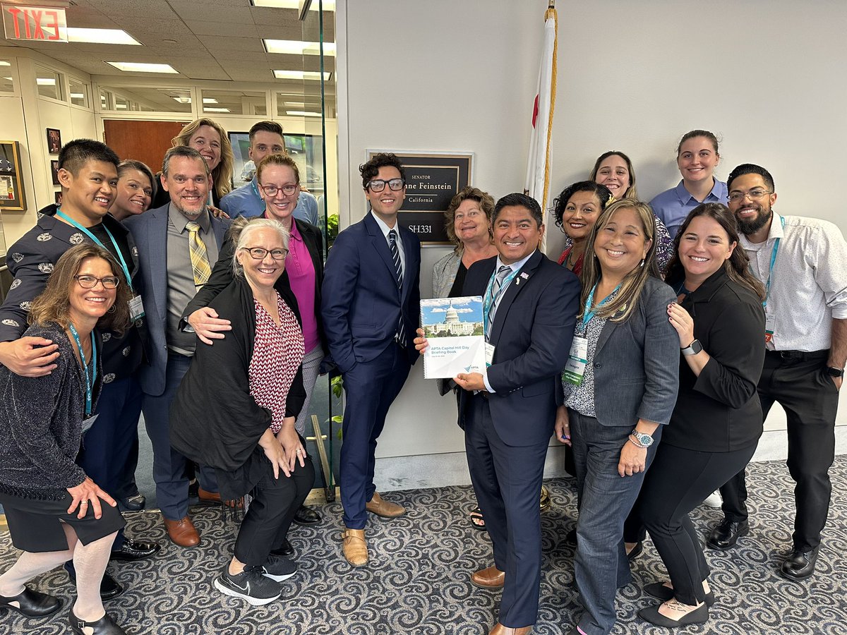 Thank you, Andrew, from <a href="/SenFeinstein/">Senator Dianne Feinstein</a> ‘s office for meeting with physical therapists and students to discuss issues important to the physical therapy profession. We appreciate all you do and thank you for taking the time to chat. @APTAtweets <a href="/CPTAtweets/">CPTA</a> #PTAdvocacy @OscarG_DPT