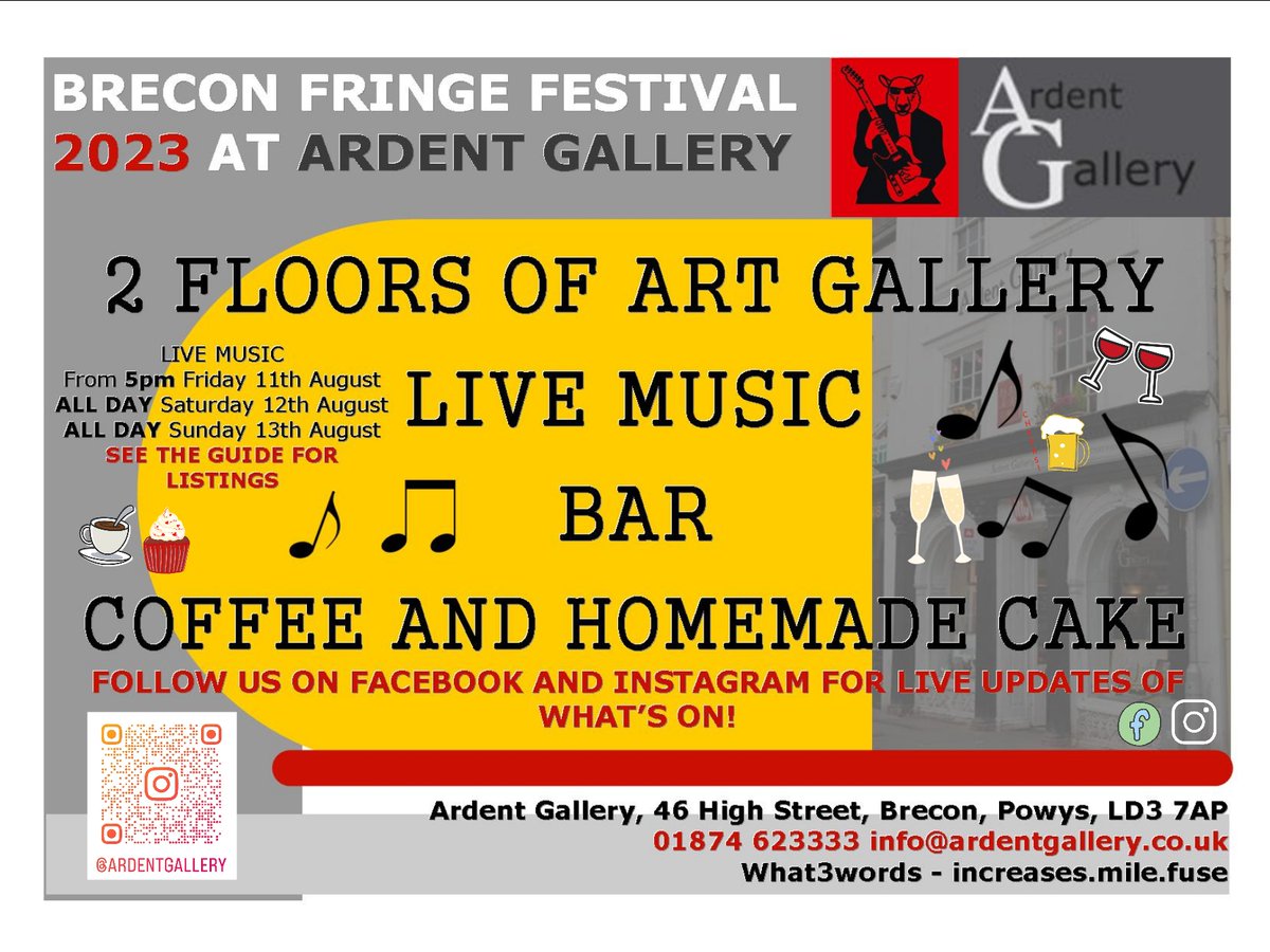 Fringe events going on this coming Festival weekend
All starting Friday 11th to Sunday 13th August across Brecon
<a href="/ArdentGallery/">Ardent Gallery</a> 

#breconfringe
#brecinjazzfestival40
#ardentgallery