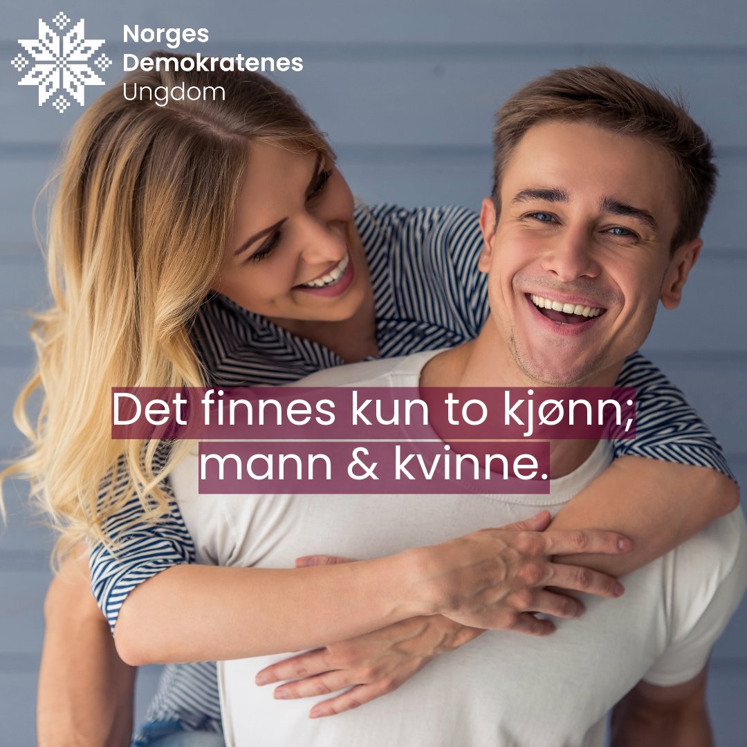 ndungdom's tweet photo. Der de andre politiske partiene gjør knefall for politisk korrekthet, står vi i mot og stadfester det de aller fleste tenker og mener; det finnes kun to kjønn.

#Kjønn #Mann #Kvinne #Norgesdemokratene #ND #NDU #Tradisjon #Fornuft https://t.co/pukxKYtWVN