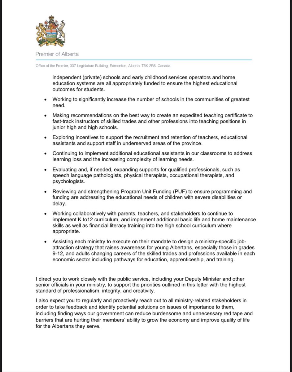 TheBreakdownAB's tweet image. Education mandate letter is up!

Looks like Berta is doubling down on trades and continuing changes to the curriculum! 

#abpoli #ableg #cdnpoli