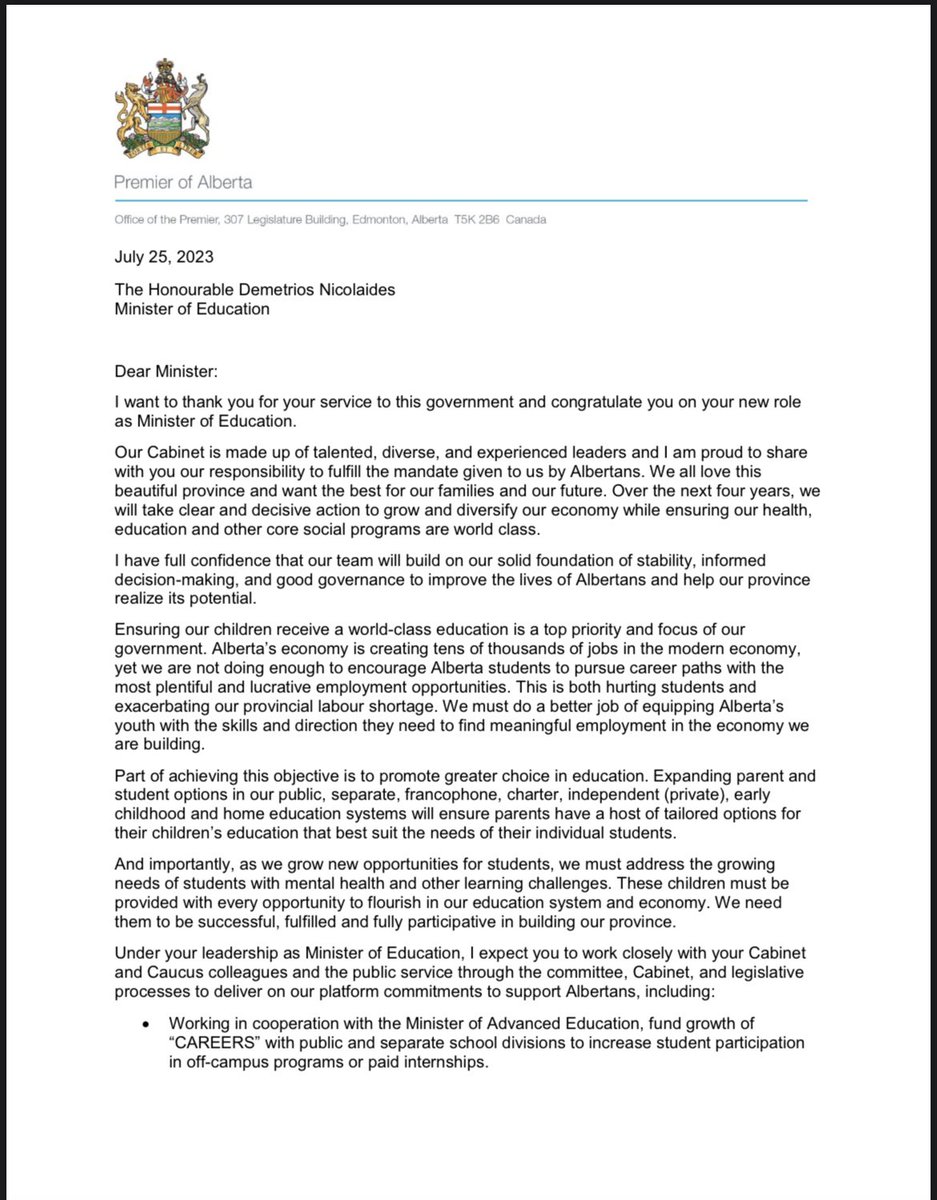 TheBreakdownAB's tweet image. Education mandate letter is up!

Looks like Berta is doubling down on trades and continuing changes to the curriculum! 

#abpoli #ableg #cdnpoli