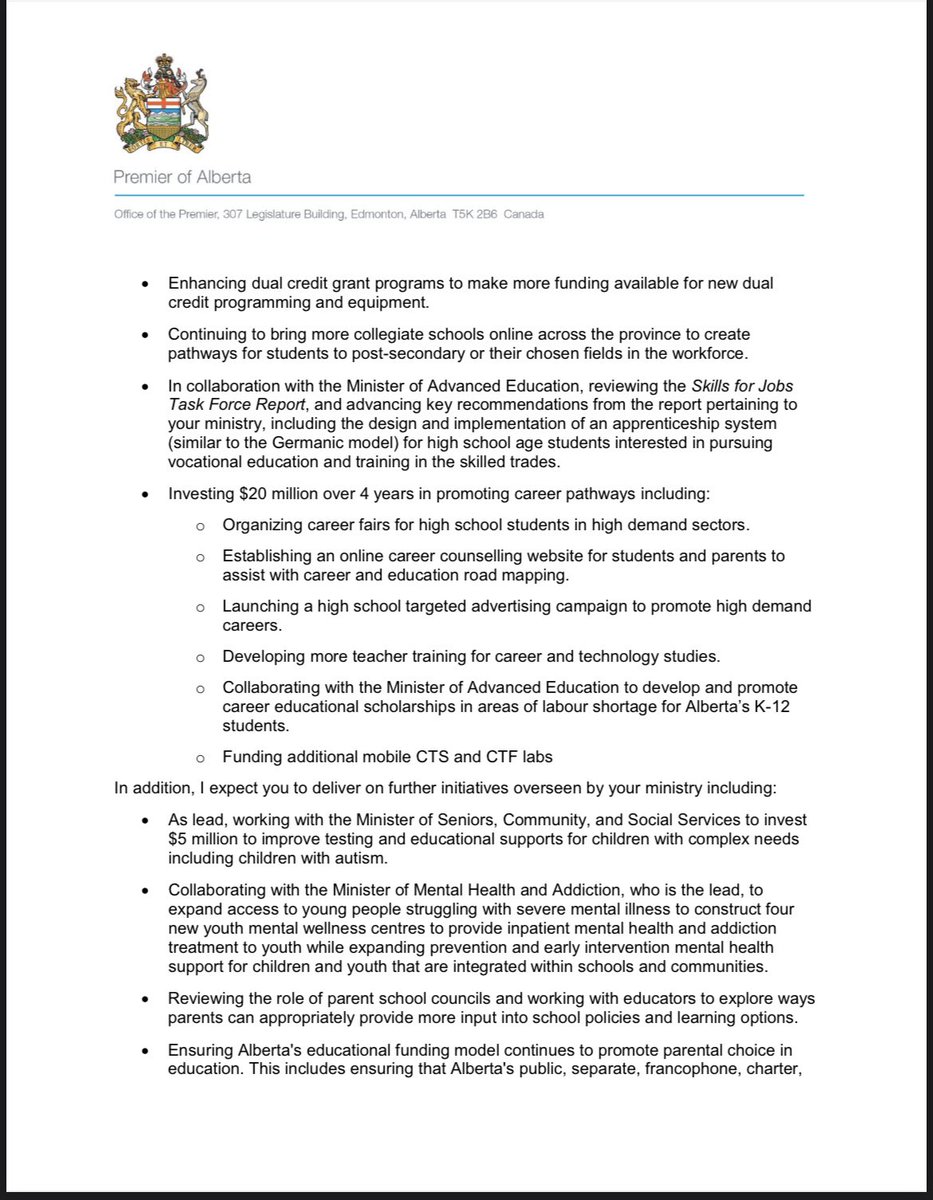 TheBreakdownAB's tweet image. Education mandate letter is up!

Looks like Berta is doubling down on trades and continuing changes to the curriculum! 

#abpoli #ableg #cdnpoli