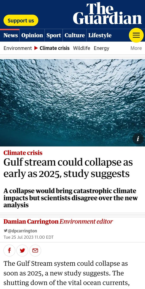 RyanWeather's tweet photo. Don't buy green bananas. 

The Gulf Stream could collapse in a Day After Tomorrow scenario in a matter of months, as early as 2025 according to leading climate scientists. https://t.co/MfVTNqAc5h