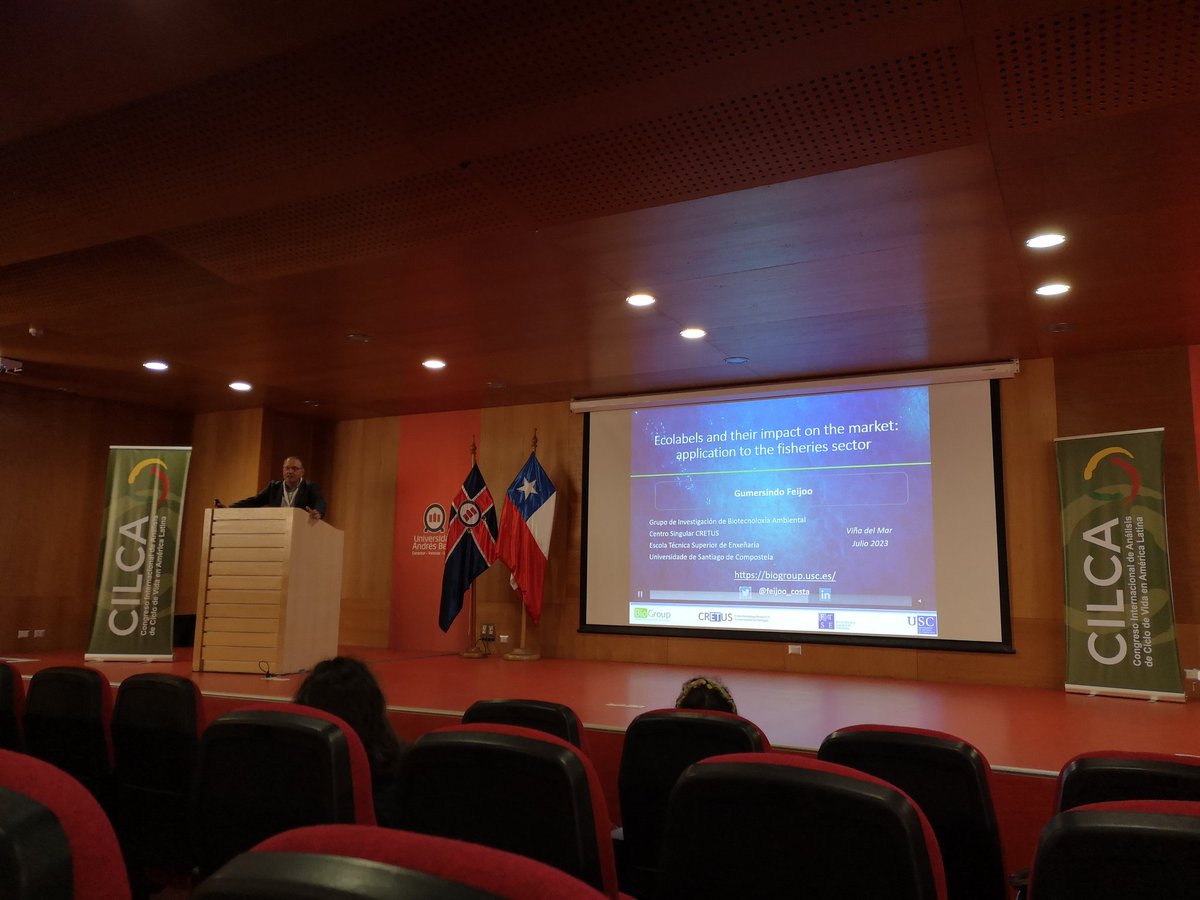 We continue with our second keynote speaker <a href="/feijoo_costa/">Gumersindo Feijoo Costa</a> in #CILCA2023 talking about ecolabels and the fishing sector <a href="/biogroup_usc/">Biogroup</a>