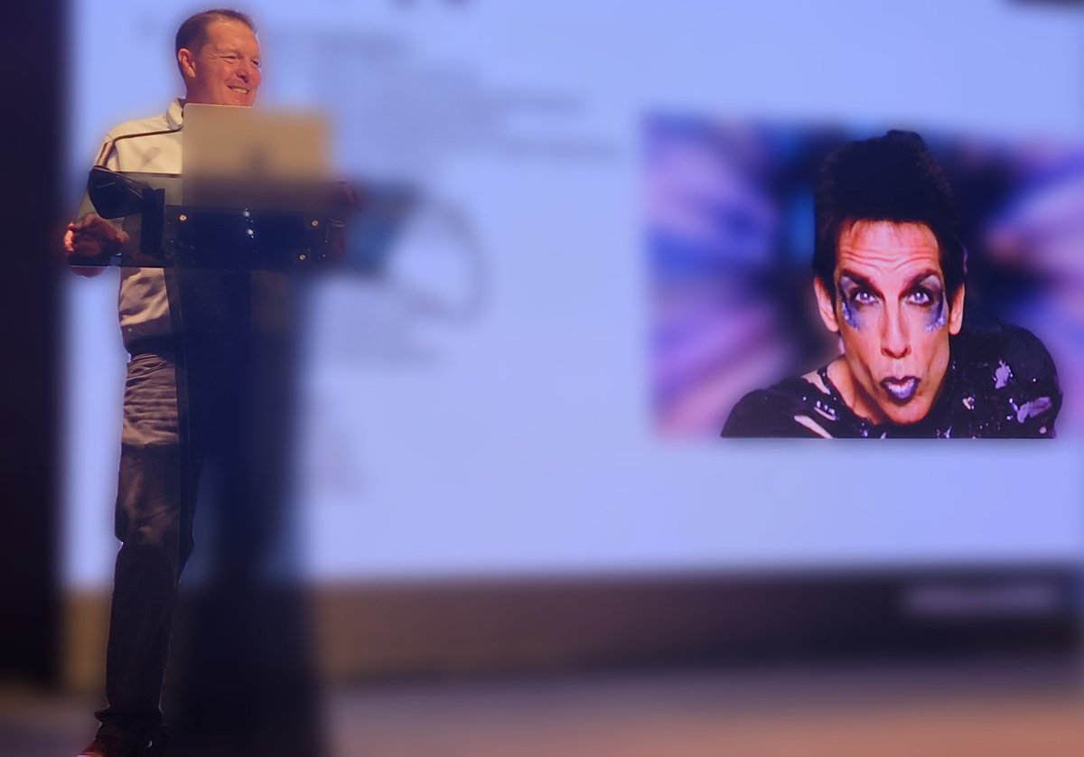 kimCprior's tweet photo. Choice presentation graphic for sure and even better is that smaller on Our Director of Product, Tyler Decker's face! #zoolander #FBSSummit2023 @flexmls https://t.co/q03Mpwkqwf