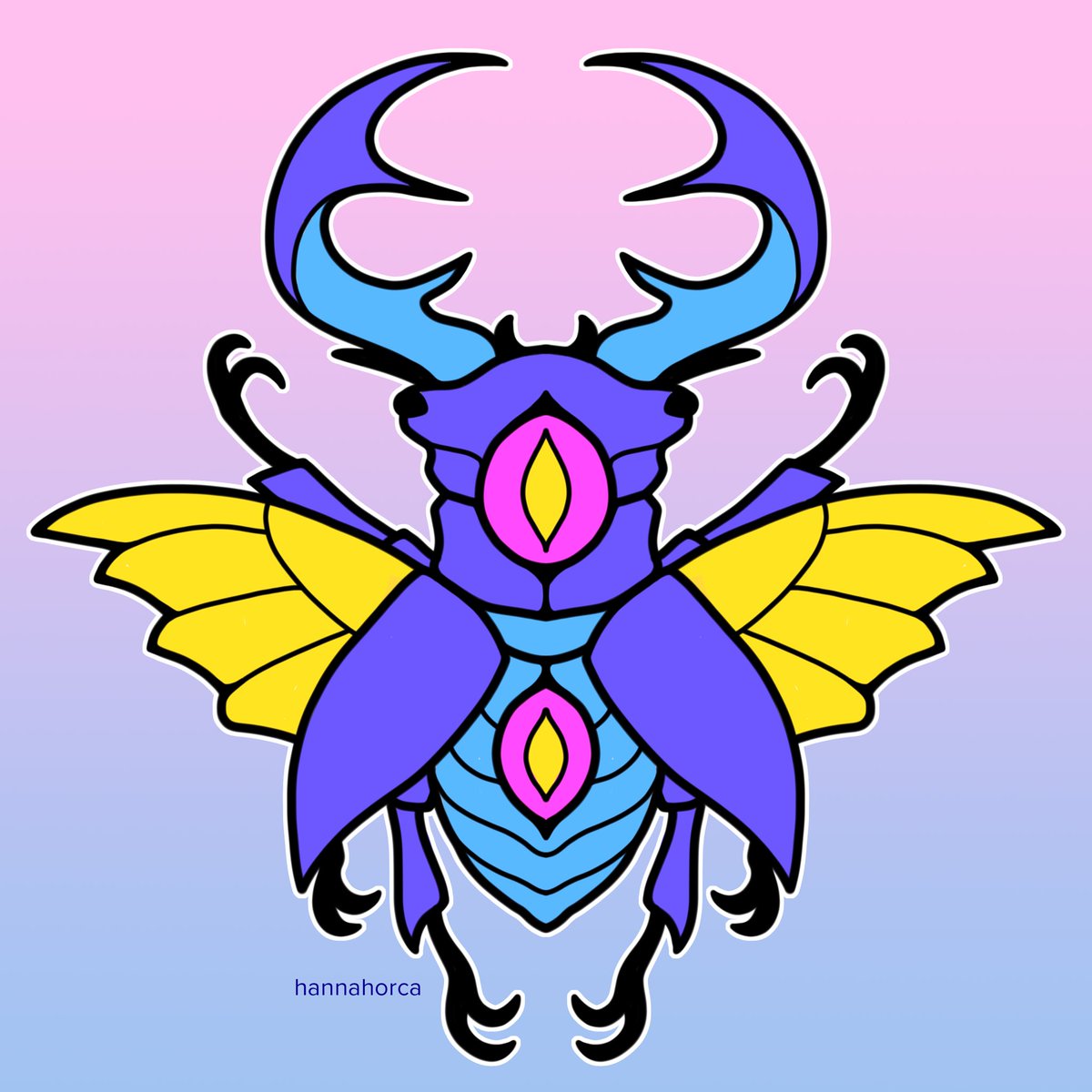 「The stag beetle pin is unlocked! On our 」|Hannah Comstockのイラスト