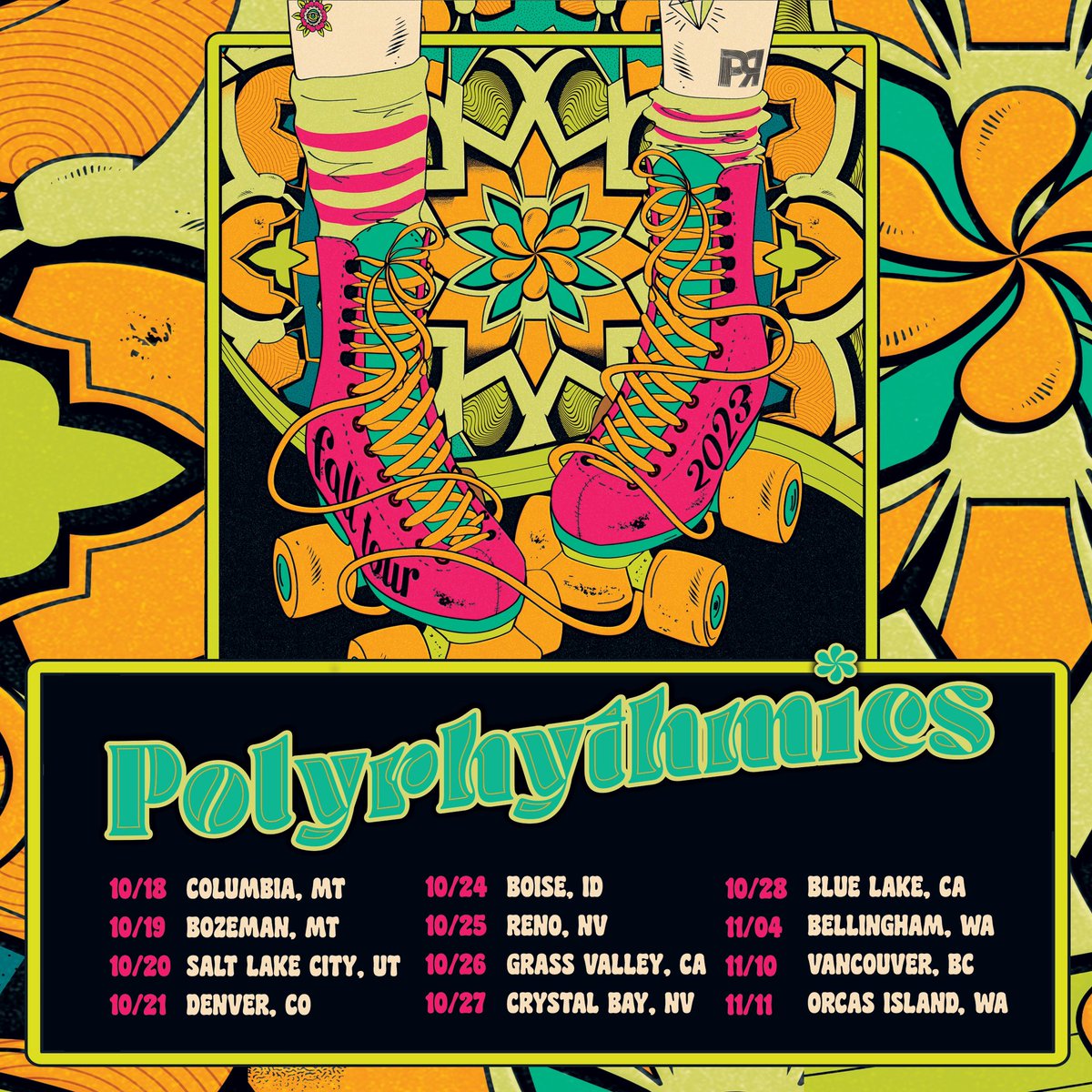 Polyrhythmics's tweet photo. Announcing our 𝙵𝚒𝚕𝚝𝚎𝚛 𝚂𝚢𝚜𝚝𝚎𝚖 fall tour celebrating our new album out 9/29!
We are rolling in to put the funk in your fall! Save these dates and share with your friends! Can’t wait to see you there! 🛼🍁🎢🌻 🎼
https://t.co/X62HwMF2G2
#falltour #polyrhythmics https://t.co/Jbzb4kZhQ9