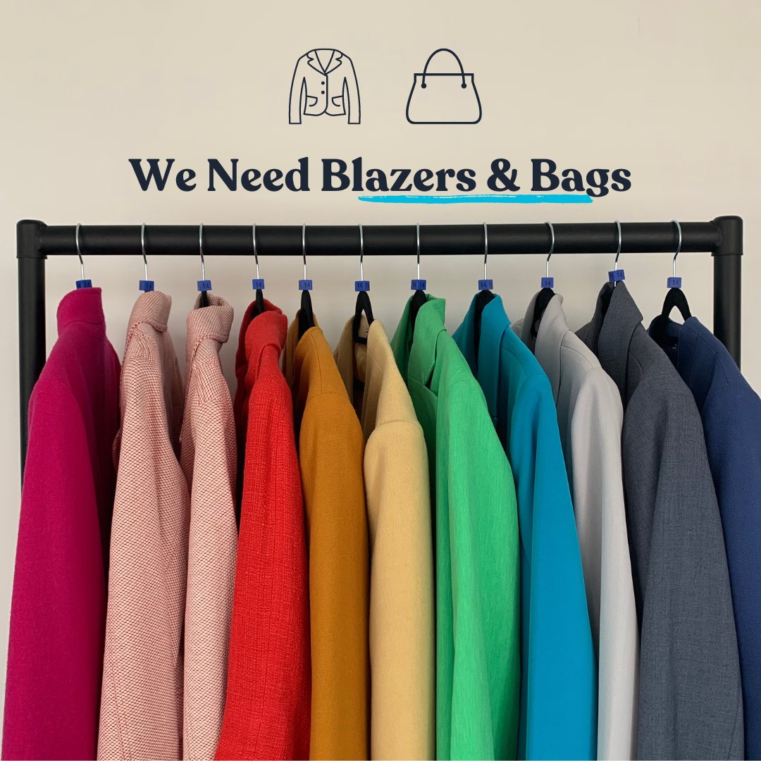 We need blazers &amp; bags 📣

Our wardrobe is in need of additional blazers and bags, can you help? We stock sizes 6 - 30 &amp; would love to give your high-quality blazers &amp; bags another lease of life on another women’s employment journey.