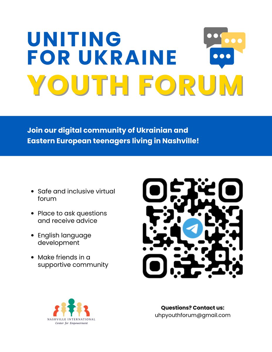 Join our digital community of Ukrainian and Eastern European teenagers living in Nashville! This forum is a place for you to seek guidance, ask questions, receive advice, and develop meaningful connections. buff.ly/46YO5sV