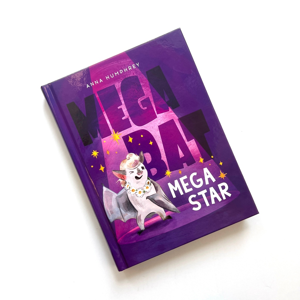 Happy #BookBirthday to Megabat Megastar by @Anna_Humphrey and illustrated by @kriseasler! Grab your copy today: bit.ly/3DoY0uo 🦇✨