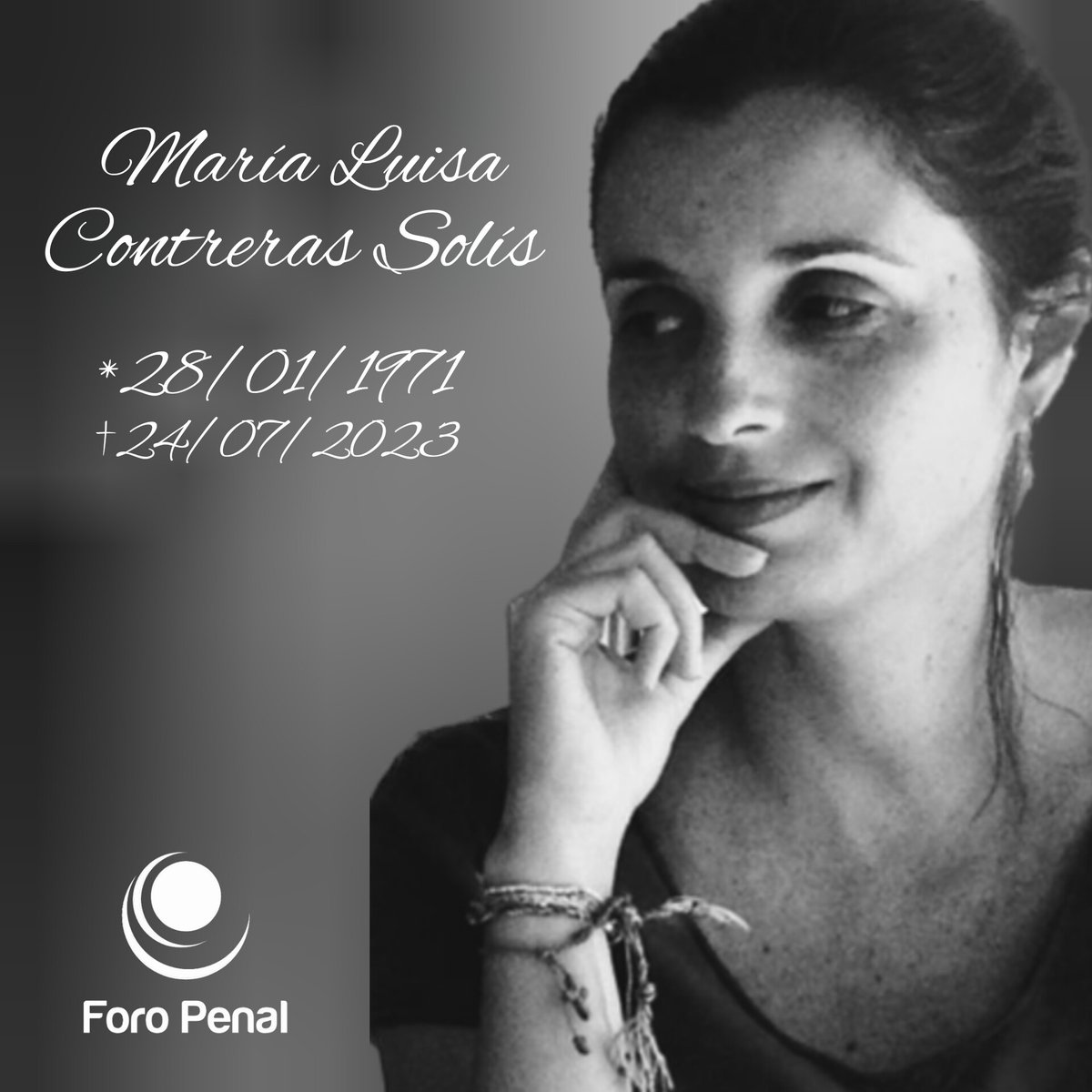 DefensoresFP's tweet photo. Lamentamos la partida de María Luisa Contreras Solís, talentosa diseñadora gráfica y colaboradora del @ForoPenal. Con su creatividad contribuyó en la realización de numerosos diseños e imágenes. Su partida ayer #24Jl deja un vacío en nuestros corazones.
#DEP querida María Luisa https://t.co/y2Ls64VpZk