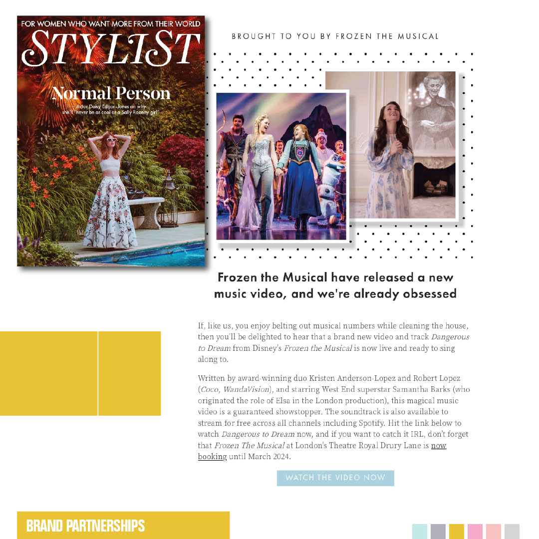 shinecsolutions's tweet photo. Fantastic to see the release of 'Dangerous to Dream' from Disney's Frozen the Musical, as original new music from the West End show reaches new audiences this summer ❄️ We were delighted to see our coverage to celebrate the release land in Stylist magazine earlier this month... https://t.co/I0maJYMQ3K