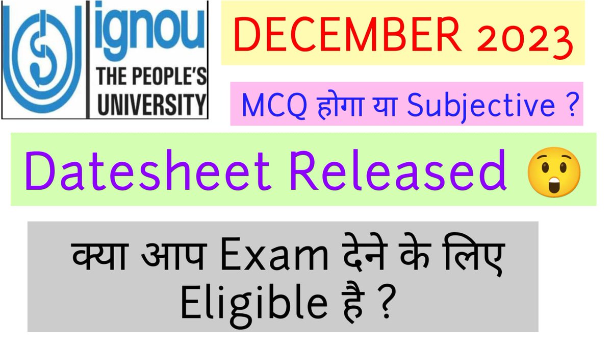 NerdsLiterary's tweet photo. https://t.co/WlCUaCLw2L

#IGNOU #Youtube #Literarynerds 

December 2023 Exam MCQ होगा या Subjective ? https://t.co/zr3dSZ471o