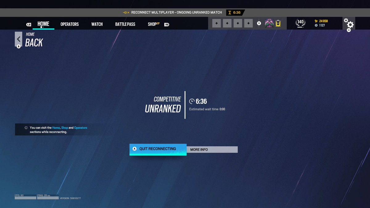 primenobody's tweet photo. @UbisoftSupport FIX YOUR GAME ! JUST GOT HOME FROM WORK TO PLAY SOME UNRANKED , GOT IN A STACK AND QUEUED , DIDNT FIND A GAME FOR 2 MINS , CANCELED THEN QUEUED AGAIN GOT IN A GAME BUT WE ALL GOT KICKED , AND NOW IM STUCK WITH THIS I AM ON 9 MINS NOW , FIX YOUR GAME , WHERE DOES THE CREDITS GO? https://t.co/3IjsHwiYya