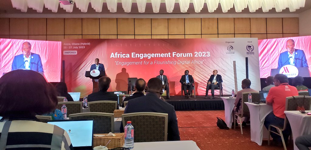 BELLOGaniath's tweet photo. " Cette réunion est pour vous. Nous sommes là pour écouter vos questions" @pdandjinou Vice-Président @ICANN Afrique dans son discours pendant la cérémonie d'ouverture de l'Africa Engagement Forum 2023. #AEF2023 #AFRALOGA23 #AfraloGA #Ghana https://t.co/7Itrt3CBcN
