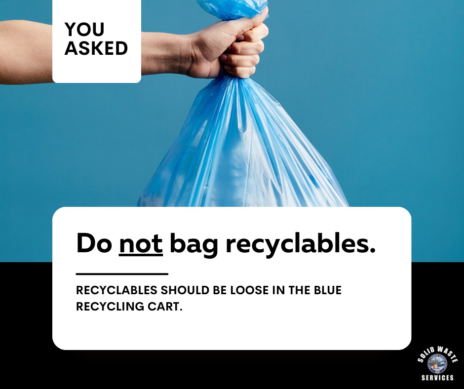 cityofcc's tweet photo. Plastic bags of any kind are not accepted in your blue recycling cart. Recyclables should be loose in your blue cart. Remember: Grocery Bags can be returned to your local store for recycling. Learn more at https://t.co/DSH5PQLUSF. #CorpusChristi #RecycleRightCC #HowToRecycle https://t.co/EwAXhloA4M