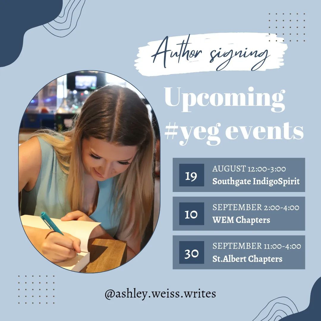 weiss_writes's tweet photo. Upcoming author book signing events in the #yeg area! #Chapters #IndigoSpirit #WEM https://t.co/qmPxB0Xf8a