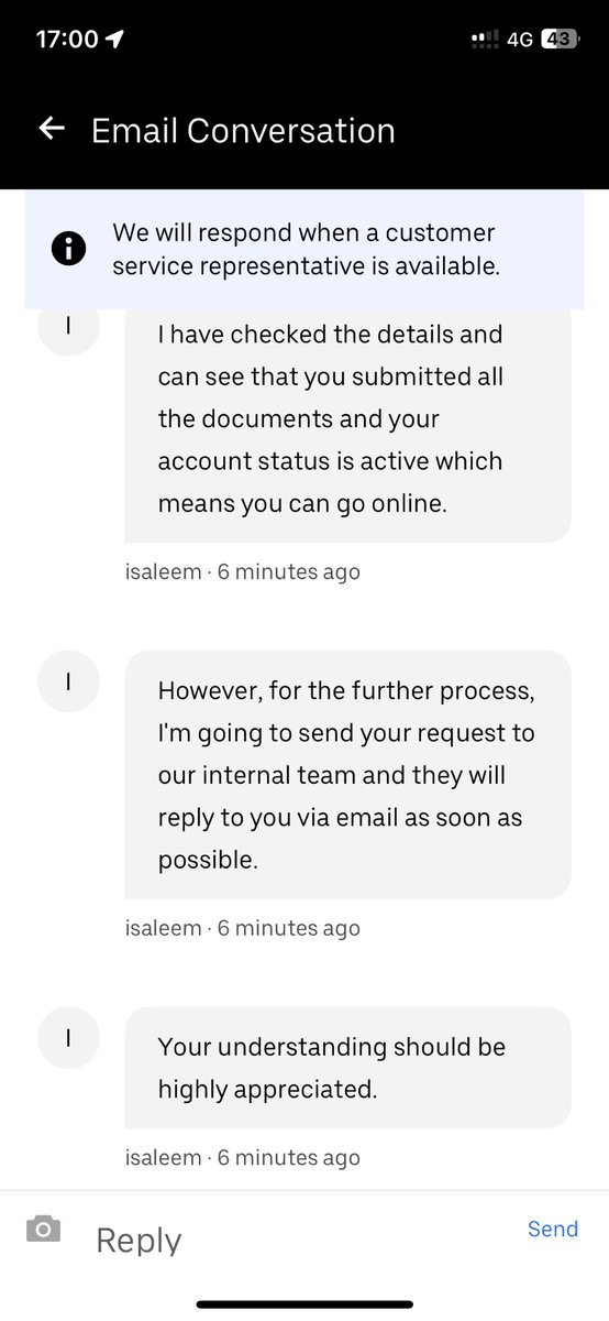 ProtikSarkar1's tweet photo. @UberDevelopers @UberEats  hi team I’ve been sending messages to support for a month I have tried everything this is the response I get every time. Please help https://t.co/VIIuPamp6O