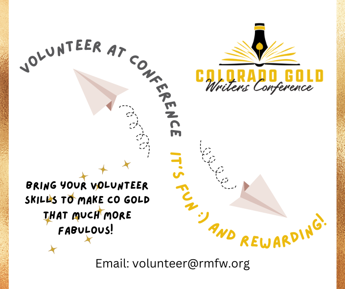 RMFWriters's tweet photo. Rmfw Needs you - volunteer at conference!
It’s rewarding, it’s fun, and you’ll meet lots of super nice people.
Email Wendy Barnhart at volunteer@rmfw.org to join the CO Gold team.
#IamRMFW #volunteer #COGold #writersconference #writingcommunity https://t.co/vaayLw6RAH