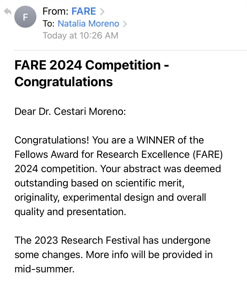 namoreno's tweet photo. I am glad to share I am one of the winners in the prestigious FARE competition!!🏅Grateful to the @NIH and @NIH_OITE for making this incredible opportunity possible!! Special thanks to Roger Woodgate and my colleagues from @WoodgateLab for their amazing support and teamwork!!🤝🏻🧬 https://t.co/6U8C0rPOqA