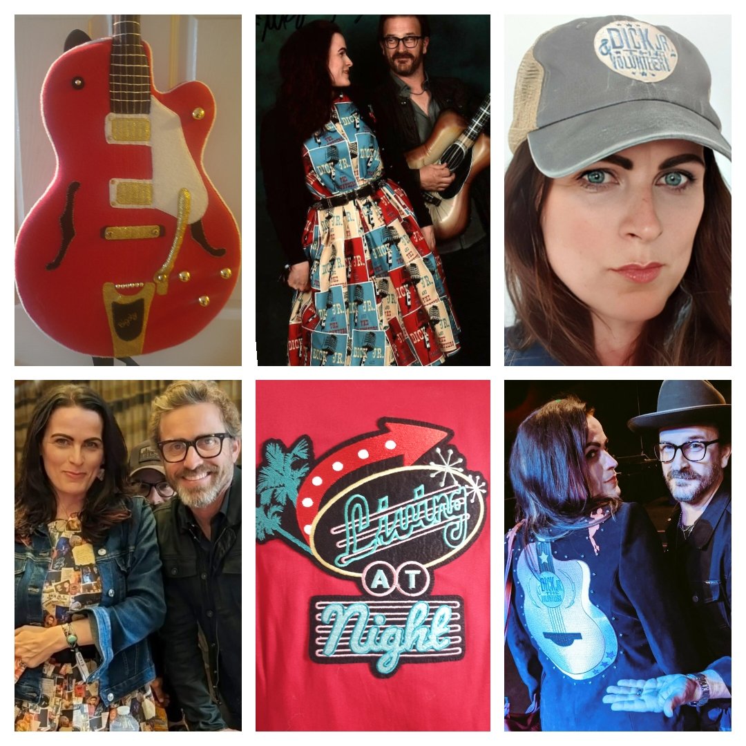 rainmakercraft's tweet photo. Some #DickJrAndTheVolunteers themed pieces. The @HatchShowPrint inspired dress in the middle was made 7 months before @dicksp8jr's Hatch CD sleeve was revealed! Graphics on the bottom row are by @twicksterart, the best collaborator a gal could have.
#NationalThreadTheNeedleDay https://t.co/lhNwRNGe18