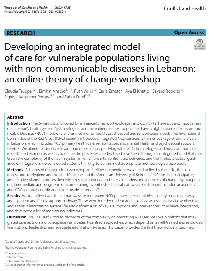 International Alliance for Diabetes Action (@iada_diabetes) on Twitter photo New paper in <a href="/Conflict_Health/">Conflict and Health</a> gives a road map🗺️to implementation pathways to integrate #NCD care for crises-affected populations in Lebanon and globally. <a href="/EimhinA/">Éimhín Ansbro</a> @bayardroberts
Check it out 👇
🔗link.springer.com/article/10.118… New paper in <a href="/Conflict_Health/">Conflict and Health</a> gives a road map🗺️to implementation pathways to integrate #NCD care for crises-affected populations in Lebanon and globally. <a href="/EimhinA/">Éimhín Ansbro</a> @bayardroberts
Check it out 👇
🔗link.springer.com/article/10.118…