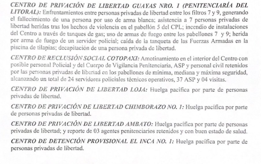 Danielsalcan_'s tweet photo. Según el decreto 823 para el estado de excepción, el gobierno detalla que los pabellones 7 y 9 se están dando bala, que hay decapitados y que una tanqueta de las FFAA se cayó en una piscina de tilapias(?) LOS REOS TENÍAN UNA FUCKING PISCINA DE TILAPIAS? Ya no sé si reír o llorar. https://t.co/x5Fj6ITWVE