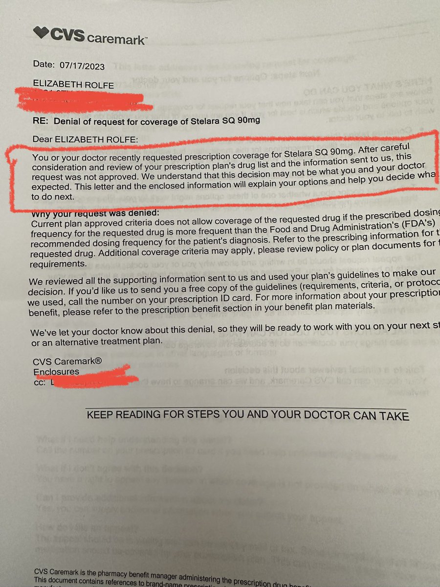 @CVSHealth Really?  For the first time in more years than I can count I was not hospitalized due to Crohn’s Disease. Apparently, TPTB at CVS know better than my Doctor 🙄 #healthcareinamerica #fillmyscript #ccfa