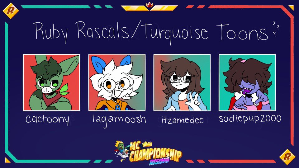 alyxstyx's tweet photo. TEAM … RUBY RASCALS/TURQUOISE TOONS (?) @cactoony @mooshlagoosh @itzamedee @sodiepup2000 https://t.co/4vKsl0PmG1