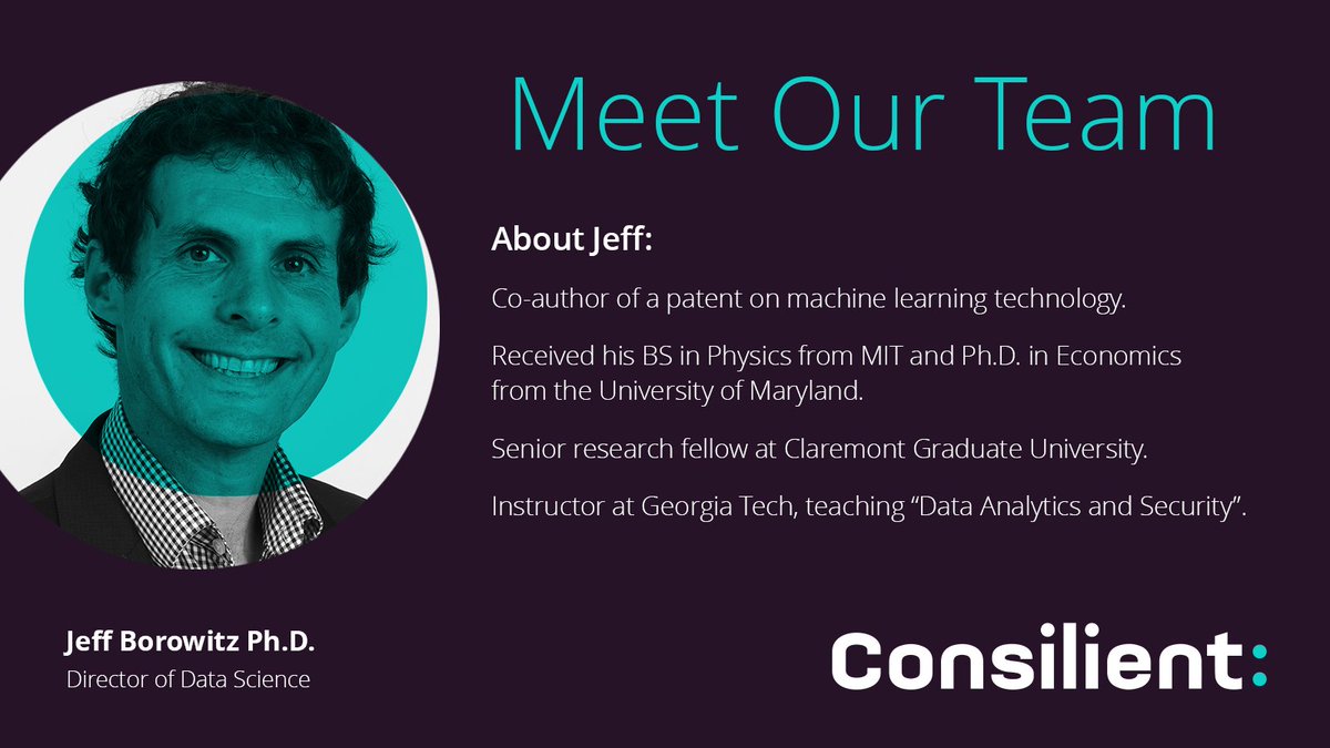 consilienttech's tweet photo. 👋 We’d like you to meet Jeff Borowitz! Jeff is our Senior Scientist here at Consilient. https://t.co/LIQ4lIz9nv