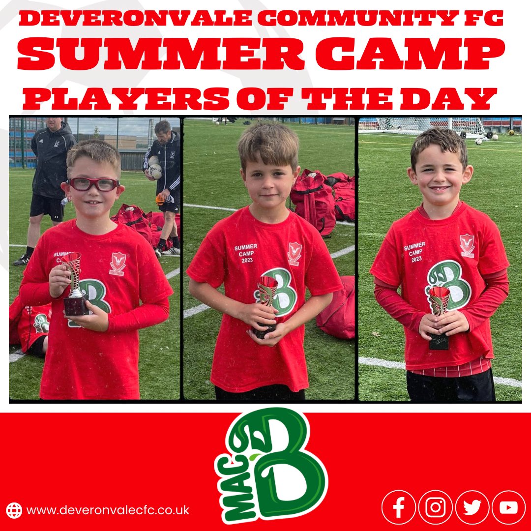 SUMMER CAMP 2023
DAY 2 - PLAYERS OF THE DAY
Joe Scott , Romeo Munro &amp; Louis Duncan 
Well done 👏 
#valecommunity #summercamp2023