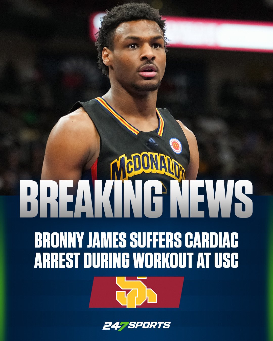 Bronny James, LeBron James' son, suffers cardiac arrest