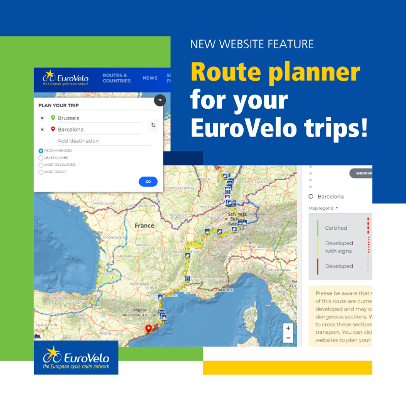 ecfeurovelo's tweet photo. 🚴🗺️  Introducing the all-new EuroVelo Route Planner! 🌟 Plan the EuroVelo adventure of your dreams, tailored perfectly to all your needs, then download the GPX files and pedal away! Check the guide 👉 https://t.co/CL7RYanlx4 or go straight to the planner!