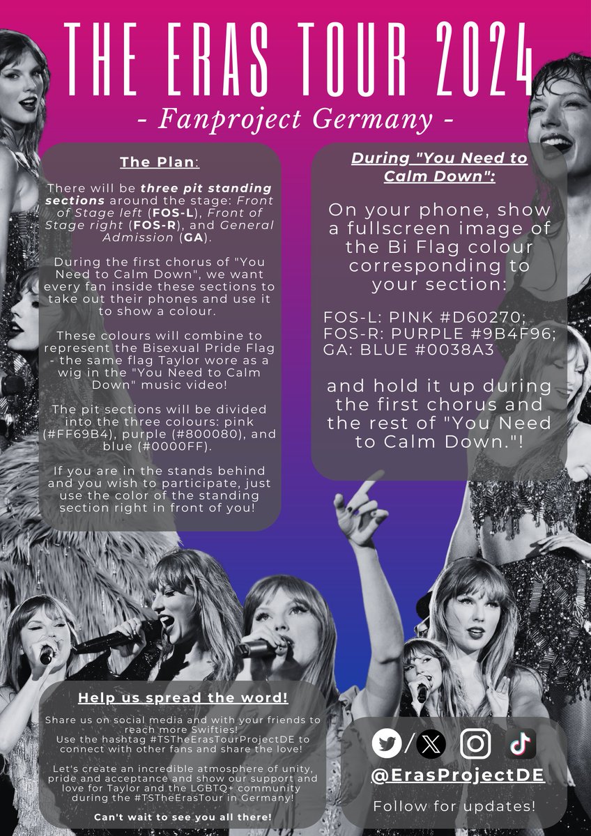 ErasProjectDEx's tweet photo. Here’s all the info you need on one image 💞 

Save it, share it with your friends, spread the word! 
#TSTheErasTour #TSTheErasTourProjectDE https://t.co/EgtXfwyiU3