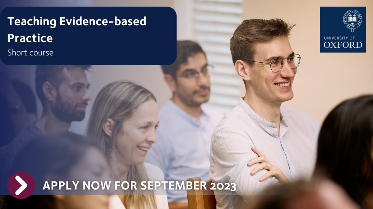 Are you a #healthcare professional keen to learn the skills needed to critically appraise your #teaching style &amp; develop effective curriculum?

Visit our website to find out more information on our Evidence-Based short courses and apply: conted.ox.ac.uk/courses/teachi…