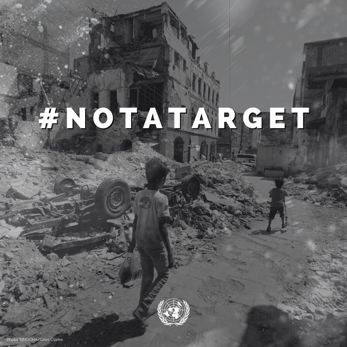 UNGeneva's tweet image. Babies are #NotATarget.

Children are #NotATarget.

Civilians are #NotATarget.

Hospitals are #NotATarget.

Health care workers are #NotATarget.

Schools are #NotATarget.

Humanitarians are #NotATarget.