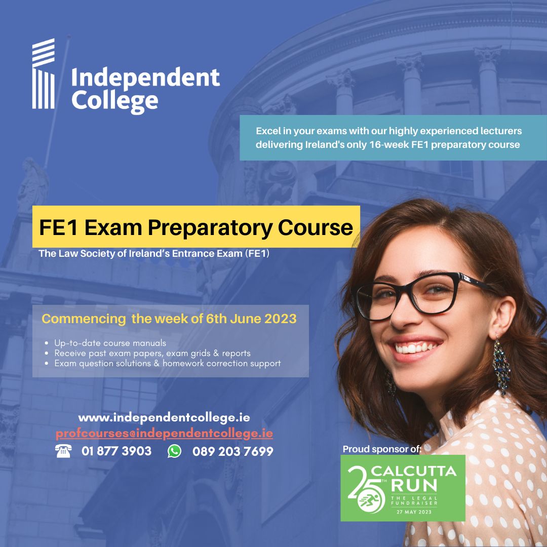 📣 Calling all Law students preparing for the @LawSocIreland Ireland FE1 Entrance Exams ! ⚖

We continue to enrol for Irelands only 16 WEEK FE1 Exam preparation course. Conducted live online, recorded & accessible for repeated viewing 📚

Enrol here:👉 independentcollege.ie/courses/fe1-ex…