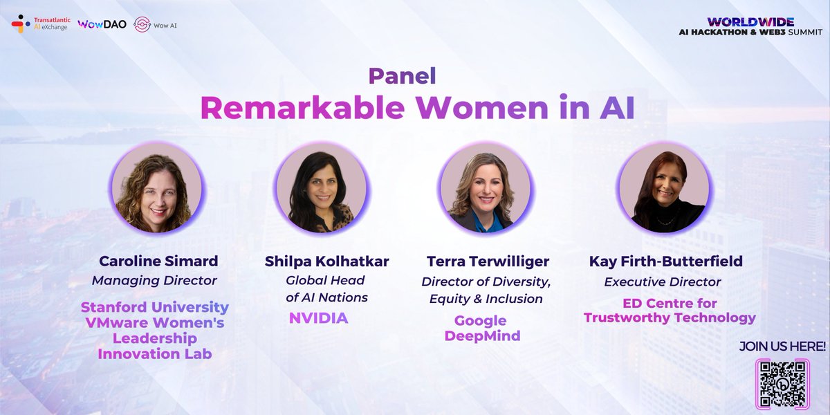 WowDAOAI's tweet photo. We are thrilled to announce that we have some incredible women in AI joining us for an insightful discussion during the "Worldwide AI Hackathon &amp; Web3 Summit"! Let's give a warm welcome to our remarkable women in AI 👏👏
Secure your slot now: https://t.co/073mTfyiQ9 https://t.co/tFMMiTNYZk