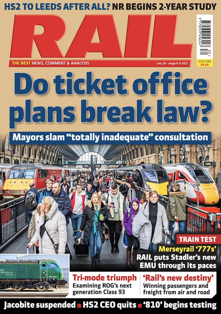 In this issue, we examine proposals for mass closure of ticket offices, plus the temporary suspension of the famous Jacobite trains by WCR.
See the evolution of designs for Stadler’s Class 93 tri-modes &amp; the latest RAIL train test of Merseyrail Class 777- tinyurl.com/3ux84zss