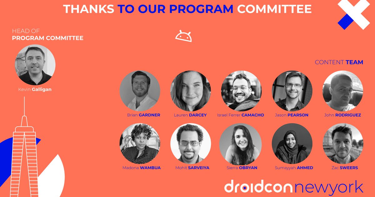 A special shoutout to the #dcnyc23 PC – an #AndroidDev committee ensuring the best #Android talks 🍎📣 @kpgalligan, @SumayyahAhmed13, @ZacSweers, @madona_wambua, @_sierraobryan, @rallat, @jrodbx, @BrianGardnerDev, @heyitsmohit & Lauren Darcey. nyc.droidcon.com/program-commit…