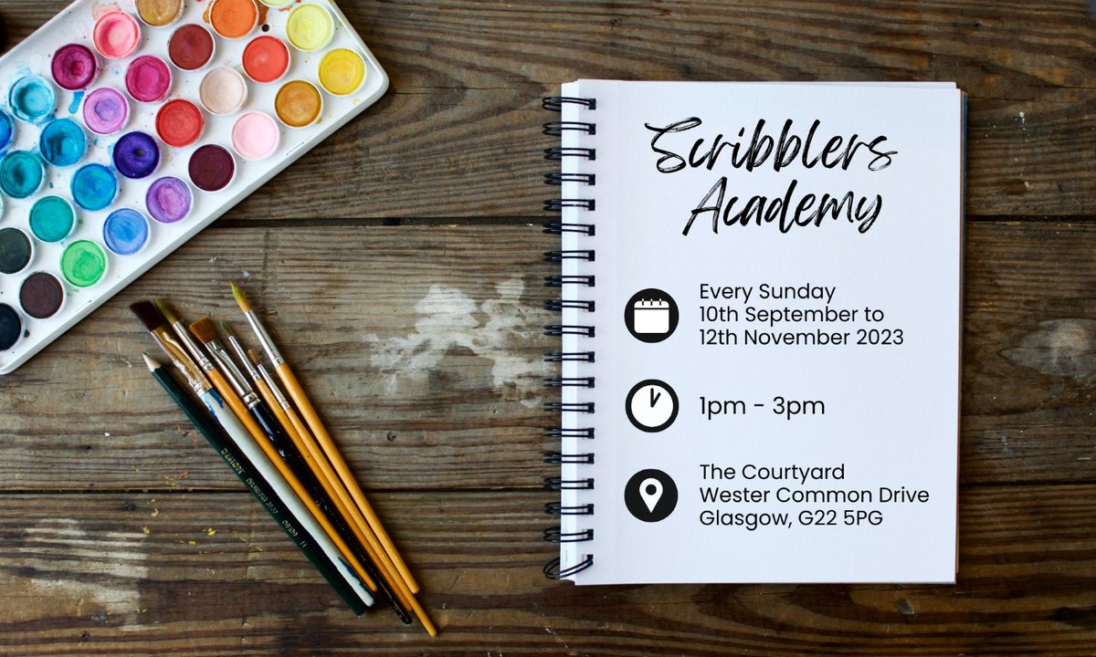 So excited that Scribblers Academy is back! A FREE 10-week art course for teens, in association with <a href="/QueensCrossHA/">Queens Cross Housing</a> and delivered by Bex Smith. Every Sunday 10 Sept - 12 Nov at The Courtyard. Free art kit provided! Sign up now: boomcommunityarts.com/events