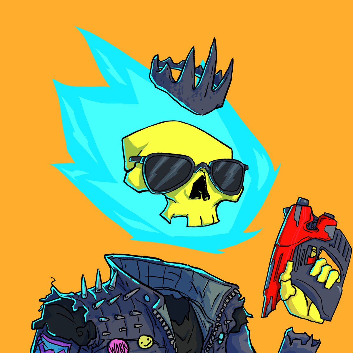 MtnMF's tweet photo. By day, King is a social worker, helping people in need, spreading positivity &amp; making a difference in the community

At night, King transforms into a masked vigilante, seeking justice. He wears shades &amp; a leather jacket to strike fear into the hearts of criminals
@workingdeadnft https://t.co/zjpQXzIOW3