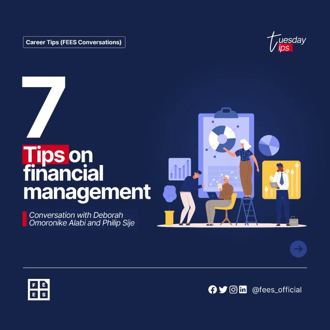 fees_official's tweet photo. We had an amazing session on financial management with Deborah Omoronike Alabi and @sijephilip at last week's episode of FEES Conversations!
Check out some of the tips they shared with us.π―
Tonight will be yet another impactful session. Join us by 9:00pm! #feesconversations https://t.co/mrTzy5vo7j