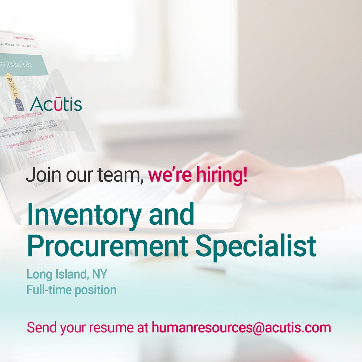 AcutisLab's tweet photo. We are seeking a Inventory and Procurement Specialist to join our fast-growing team.
Complete description >> https://t.co/1AJsMXsnG3 

#Acutis #AcutisDiagnostics #JobOpening #CareerChange #Diagnostics #MedicalJob #MedicalLab #LabLife #LabTest #ClinicalLaboratory #ClinicalLab https://t.co/FSDguAWGsg