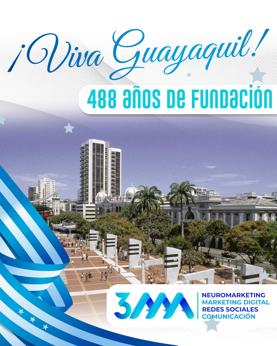3aaa_ec's tweet photo. En #3AAA queremos rendir un efusivo homenaje a nuestra querida ciudad de #Guayaquil por sus 488 años de fundación.

 #3AAA #RRSS #manejoderedessociales #3AAAMarketing #MarketingDigital #RedesSociales #neuromarketing #neurociencia #Publicidad https://t.co/6Uucu5Wv8R