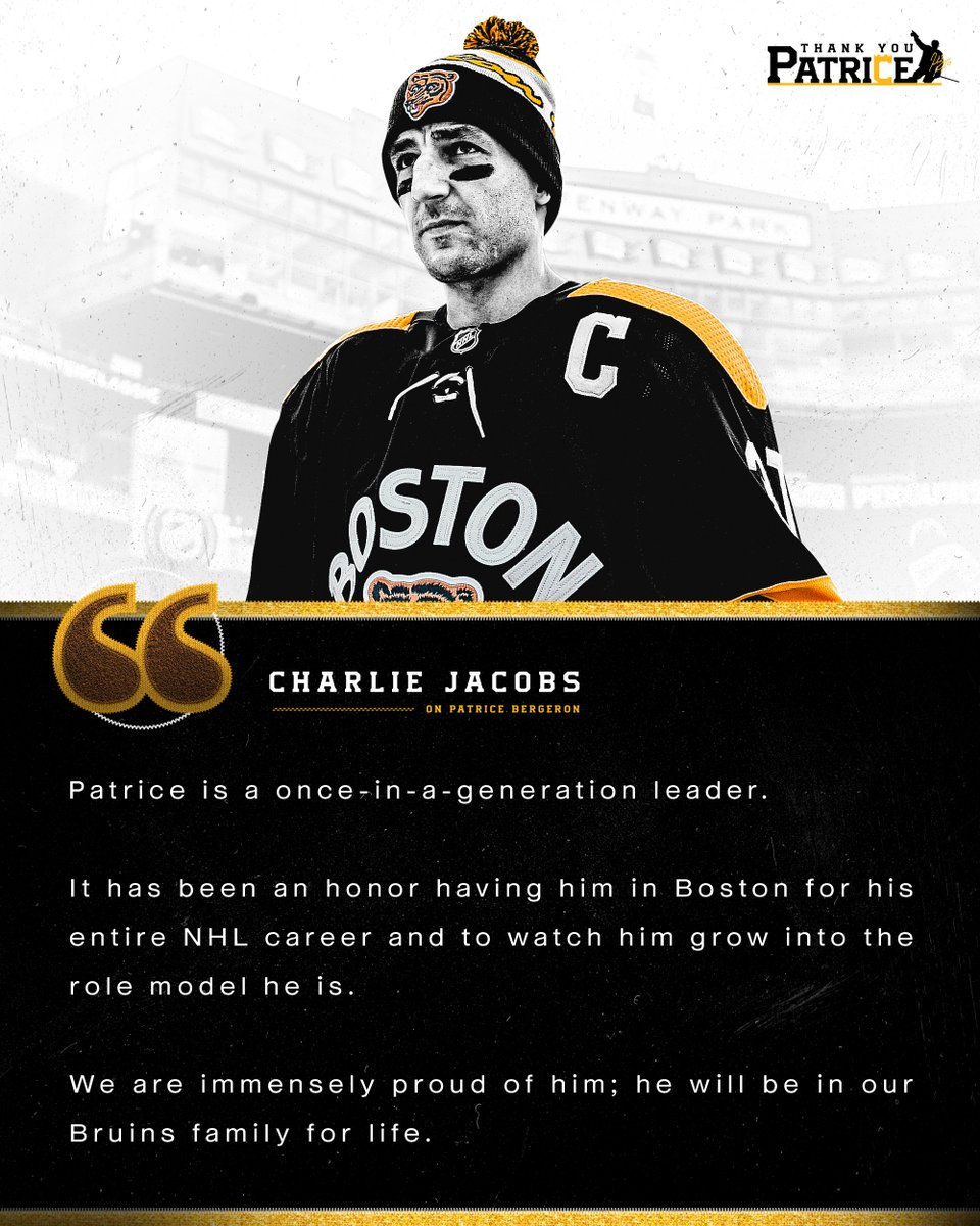 NHLBruins's tweet photo. A once-in-a-generation leader.

#MerciBergy https://t.co/OhtXhaFhl8
